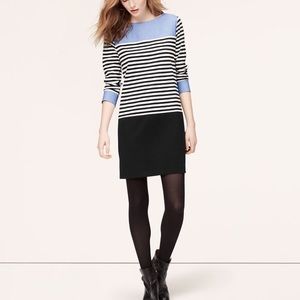 Ann Taylor Loft striped block chambray dress